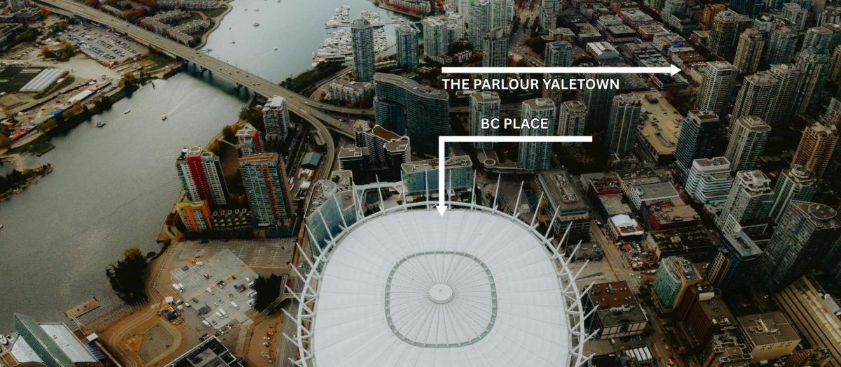 BC Place stadium Vancouver aerial view near Yaletown FIFA World Cup
